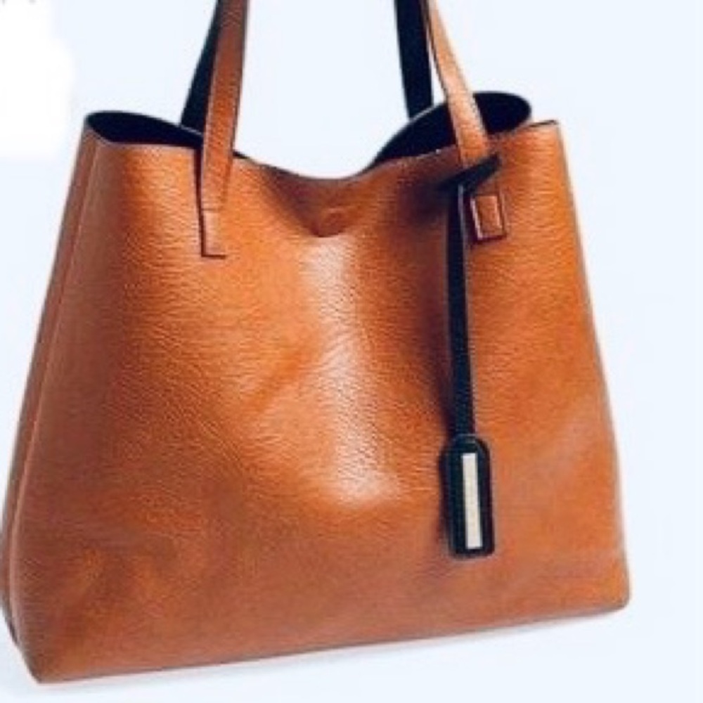 NWT STREET LEVEL REVERSIBLE SHOPPER TOTE 👜 - BROWN 🤎/IVORY 🤍, BNWTIB
